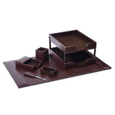 Dark Brown Bonded Leather Desk Set, 8pc